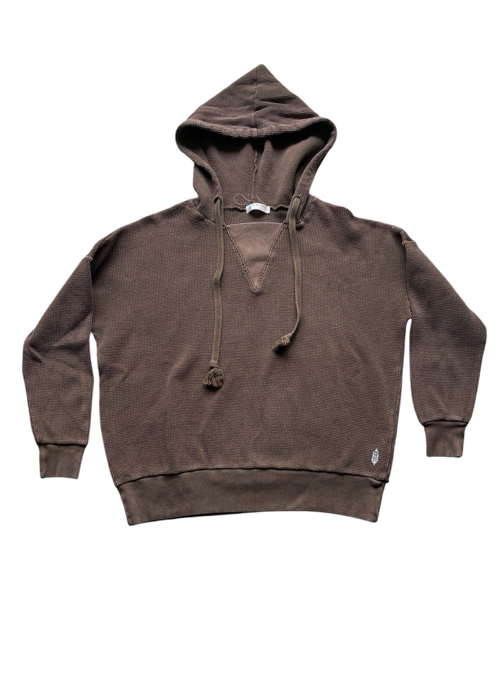 Free People FP Movement Women's Oversized Brown Waffle Knit Hoodie Size XS